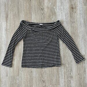 Womens Halogen Black/White Stripe Top - L
